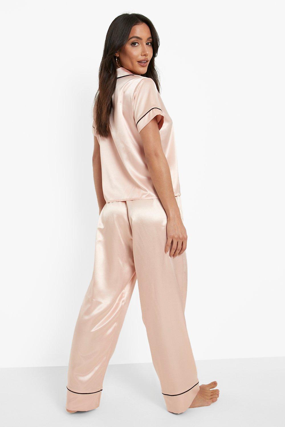 Bridesmaid Satin Diamante Pj Trouser Set boohoo